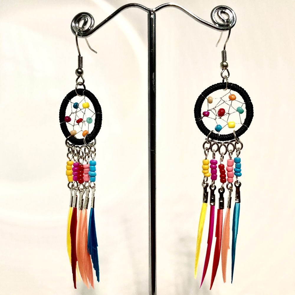 Feathers Earrings Dreamcatcher Fashion & Style